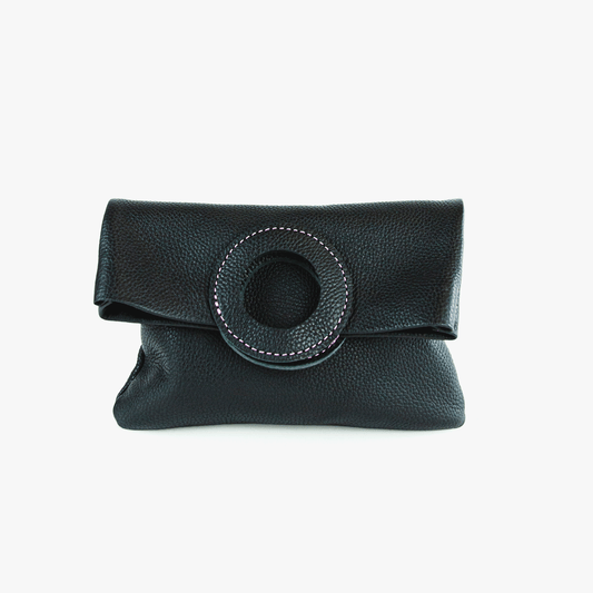 Daphne Foldover Clutch - Pebbled Licorice