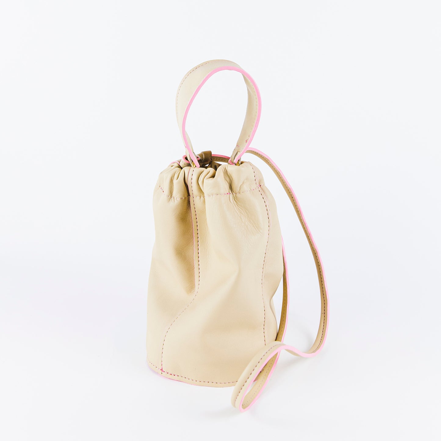 tan bucket bag, designer leather bucket bag, crossbody bucket bag