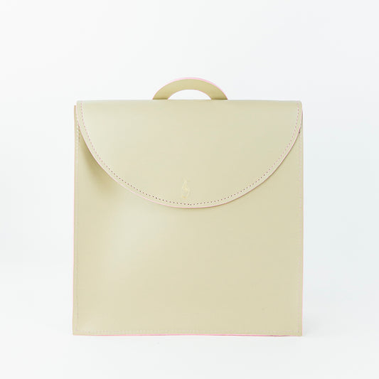 beige leather backpack, luxury leather backpack, convertible leather backpack
