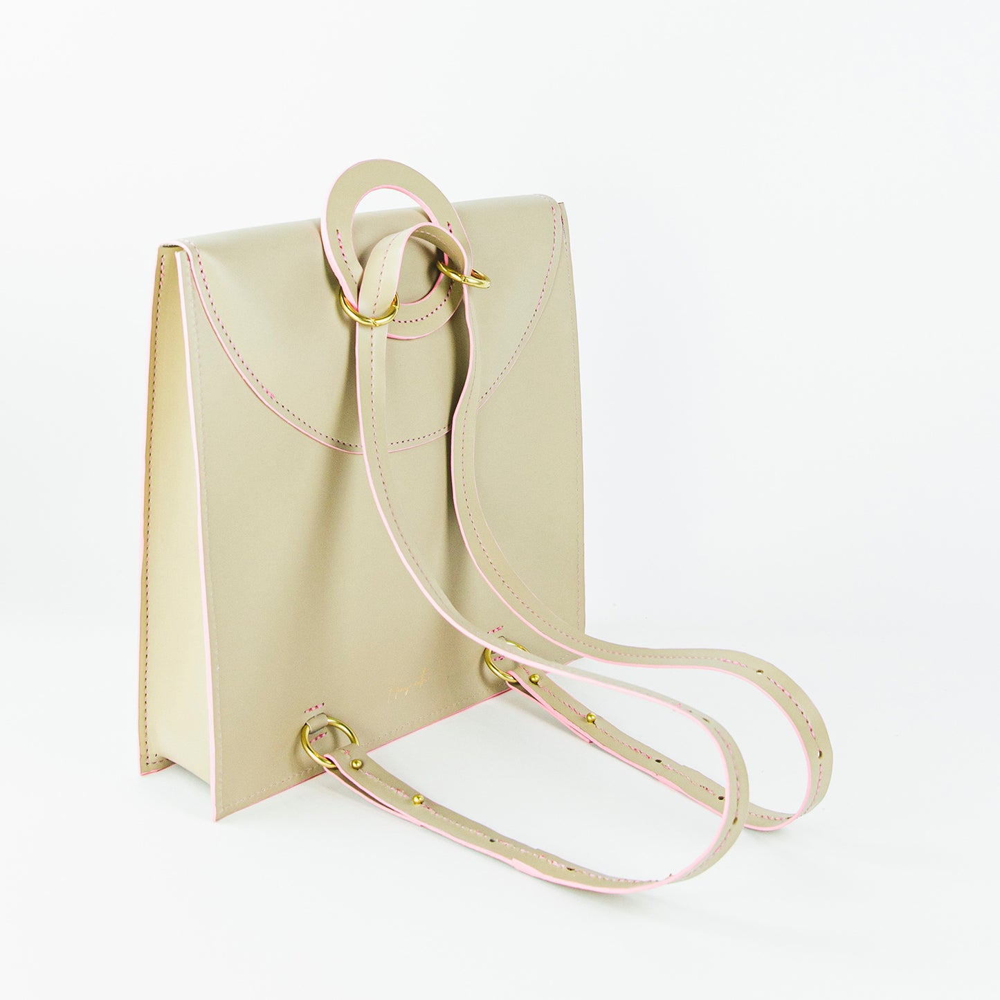 beige leather backpack, luxury leather backpack, convertible leather backpack