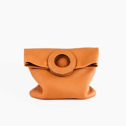 Daphne Foldover Clutch - Pebbled Caramel